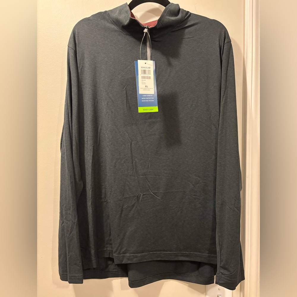 Men’s Quarter Zip Haggar Active Series Tech Jersey in Charcoal